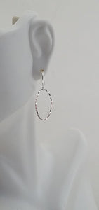 Earrings - Sterling Silver Open Oval with Hammered Texture. 2 Sizes