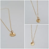 Necklace - 14k Gold Filled Circle Disk with Hammered Texture. 2 Sizes