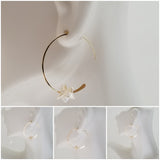 Earrings - Cornflake Pearls on 14k gf Wire Hoop