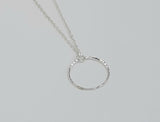 Necklace - Sterling Silver Open Circle with Hammered Texture. Multiple Sizes