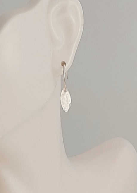 Earrings - Sterling Silver Marquise with Hammered Texture