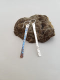 Earrings - Sterling Silver Bar with Hammered Texture. 2 Sizes