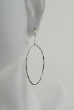 Earrings - Sterling Silver Open Oval with Hammered Texture. 2 Sizes