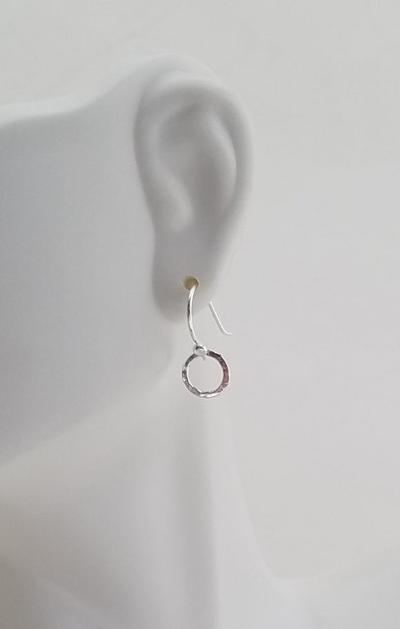 Earrings - Sterling Silver Open Circles with Hammered Texture. Multiple Sizes