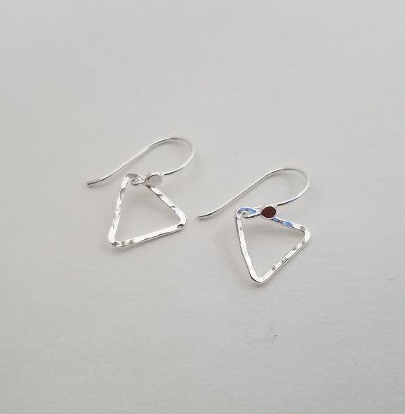 Earrings - Sterling Silver Open Triangle with Hammered Texture. 2 Sizes