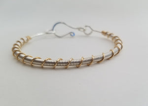 Bracelet - Mixed Metal, Sterling Silver Wrap w/ 14k Gold Filled Double Twist