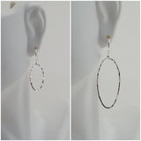 Earrings - Sterling Silver Open Oval with Hammered Texture. 2 Sizes