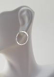 Earrings - Sterling Silver Open Circle Posts with Hammered Texture. Multiple Sizes