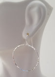 Earrings - Sterling Silver Open Circles with Hammered Texture. Multiple Sizes