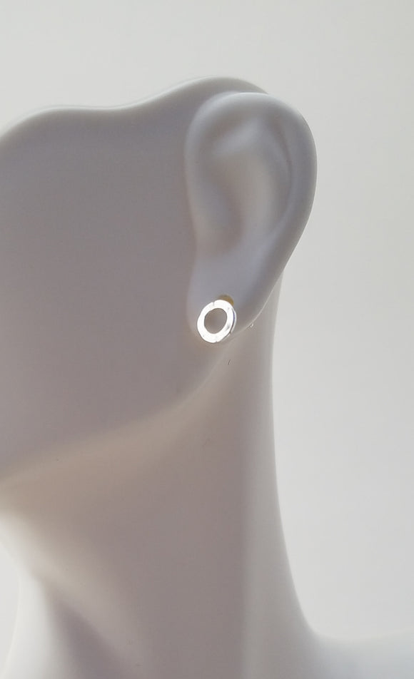Earrings - Sterling Silver Open Circle Posts with Hammered Texture. Multiple Sizes