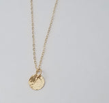 Necklace - 14k Gold Filled Circle Disk with Hammered Texture. 2 Sizes
