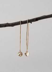 Earrings - 14k Gold Filled Circle Disks on Marquise Wires. 2 Sizes