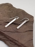 Earrings - Sterling Silver Bar with Hammered Texture. 2 Sizes