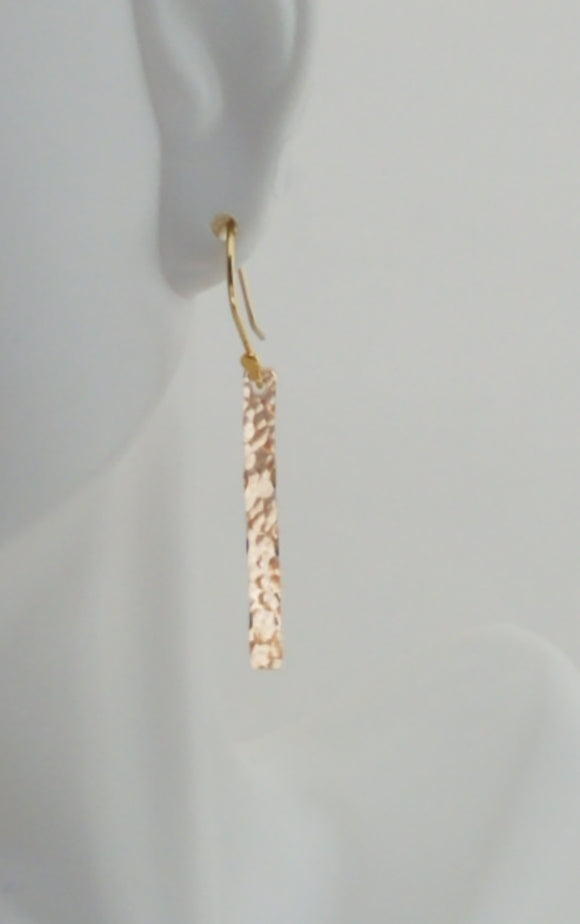 Earrings - 14k Gold Filled Bar with Hammered Texture. 2 Sizes