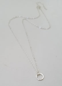 Necklace - Sterling Silver Open Circle with Hammered Texture. Multiple Sizes