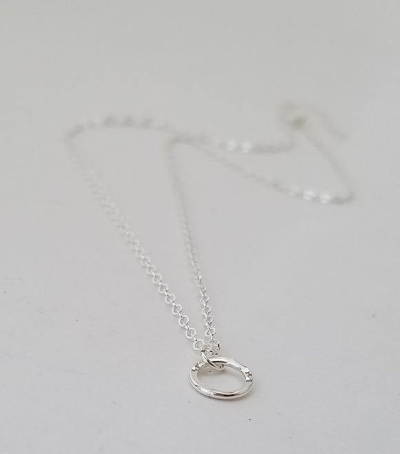 Necklace - Sterling Silver Open Circle with Hammered Texture. Multiple Sizes