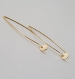 Earrings - 14k Gold Filled Circle Disks on Marquise Wires. 2 Sizes