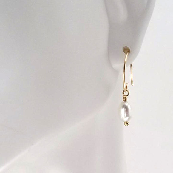 Earrings - Rice Pearl on 14k gf earwire