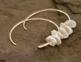 Earrings - Cornflake Pearls on 14k gf Wire Hoop