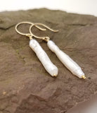 Earrings - BIWA style Pearl on 14k gf Earwire. 3 Sizes