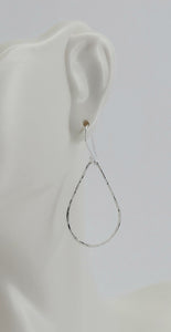 Earrings - Sterling Silver Open Teardrops with Hammered Texture