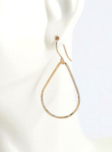 Earrings - 14k Gold Filled Open Teardrops with Hammered Texture