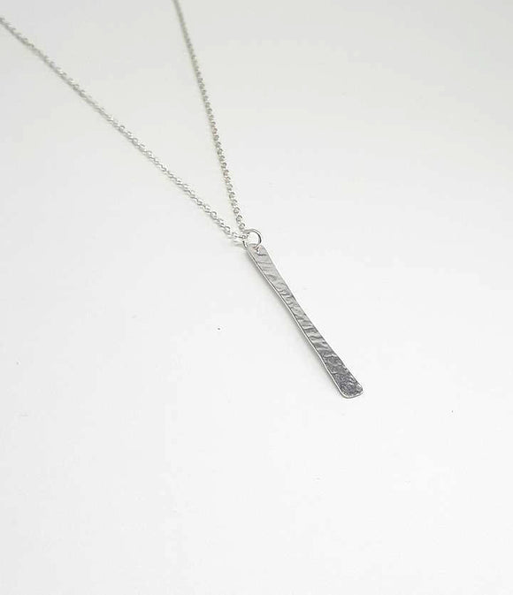 Necklace - Sterling Silver Bar with Hammered Texture. 2 Sizes