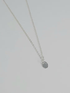 Necklace - Sterling Silver Oval DIsk with Hammered Texture. 2 Sizes