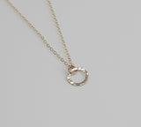 Necklace - 14k Gold Filled Open Circle with Hammered Texture. Multiple Sizes