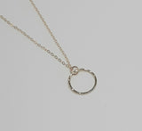 Necklace - 14k Gold Filled Open Circle with Hammered Texture. Multiple Sizes