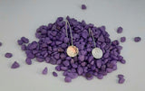 Earrings - Sterling Silver Circle Disks with Hammered Texture on Marquise Wire. Multiple Sizes