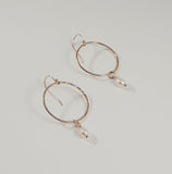 Earrings - Single Pearl on 14k gf Open Circle. Multiple Sizes
