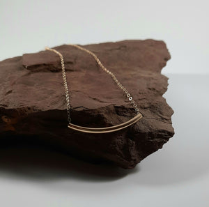 Necklace - 14k Gold Filled Curved Tube on Curb Chain