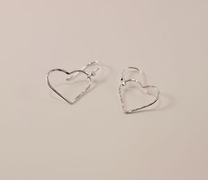 Earrings - Sterling Silver Hammered Hearts