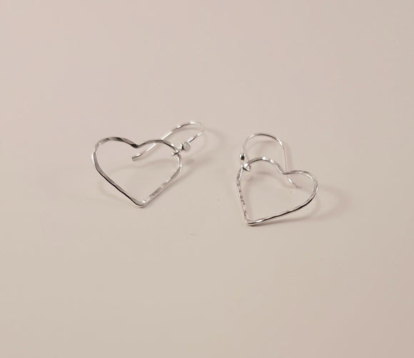 Earrings - Sterling Silver Hammered Hearts