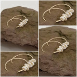 Earrings - Cornflake Pearls on 14k gf Wire Hoop