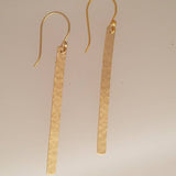 Earrings - 14k Gold Filled Bar with Hammered Texture. 2 Sizes