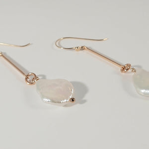 Earrings - Baroque Pearls on 14k gf bar link