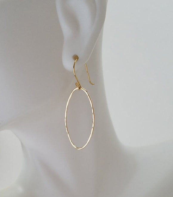 Earrings - 14k Gold Filled Open Ovals with Hammered Texture. 2 Sizes